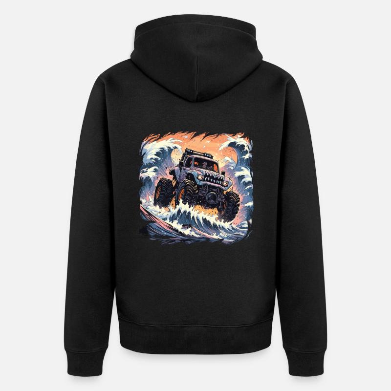 Monstertruck - Premium økologisk unisex-hettejakke - svart