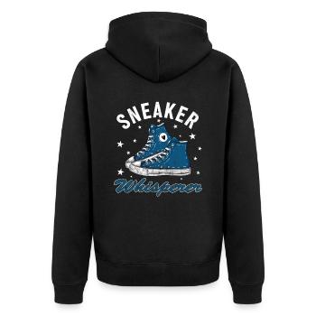 Fan de chaussures « Sneaker Whisperer » - Veste à capuche bio Premium Unisexe - noir - Dos - Nico (187cm)