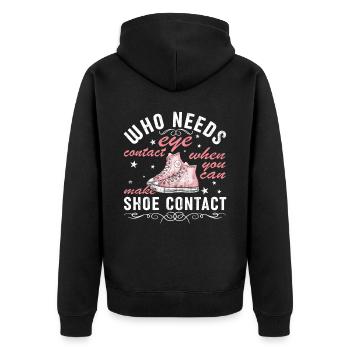 « Vous pouvez faire un contact avec les chaussures » Drôle - Veste à capuche bio Premium Unisexe - noir - Dos - Nico (187cm)