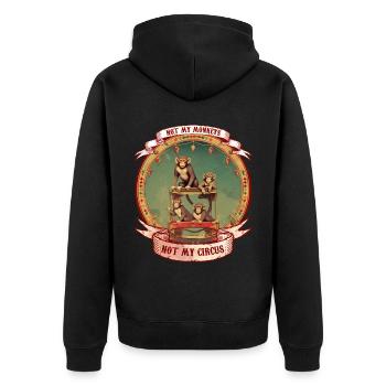 Nicht meine Affen, nicht mein Zirkus-Witz - Unisex Premium Bio Zip Hoodie - Schwarz - Hinten - Nico (187cm)