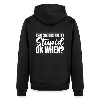 Schwarzer Humor - Unisex Premium Bio Zip Hoodie - Schwarz - Hinten - Nico (187cm)