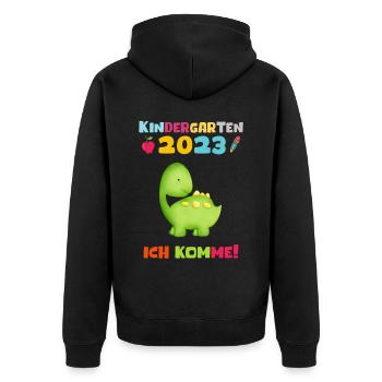 Kindergarten 2023 Ich Komme Jungen Kita Geschenk - Unisex Premium Bio Zip Hoodie - Schwarz - Hinten - Nico (187cm)