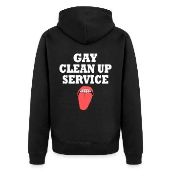 Gay clean up service - Unisex Premium Bio Zip Hoodie - Schwarz - Hinten - Nico (187cm)