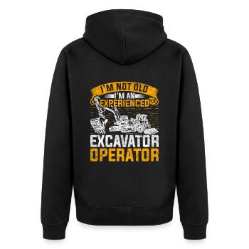 Excavator Driver Not Old Experienced Excavator Operator - Unisex Premium Organic Zip Hoodie - black - Back - Nico (187cm)
