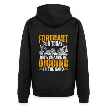 Baggerfahrer 100% Chance Of Digging In The Sand - Unisex Premium Bio Zip Hoodie - Schwarz - Hinten - Nico (187cm)