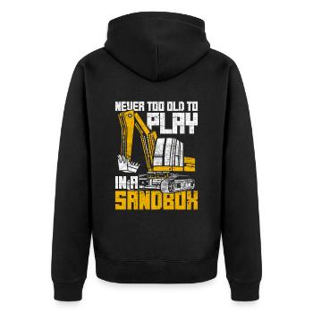Baggerfahrer Never Too Old To Play In A Sandbox - Unisex Premium Bio Zip Hoodie - Schwarz - Hinten - Nico (187cm)