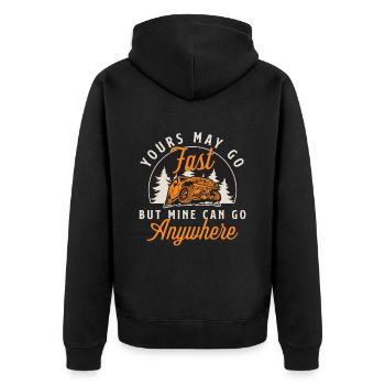 Off-Road Racing Yours May Go Fast Loves Motocross - Unisex Premium Organic Zip Hoodie - black - Back - Nico (187cm)