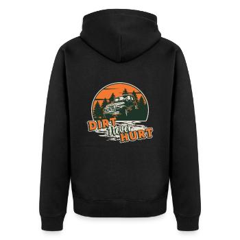 Off-Road Racing Dirt Never Hurt Motocross Road Trip - Unisex Premium Organic Zip Hoodie - black - Back - Nico (187cm)