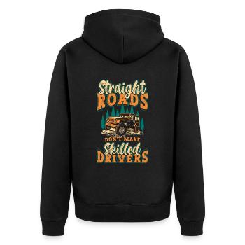 Off-Road Racing Straight Roads Don't Make Roadtrip - Unisex Premium Bio Zip Hoodie - Schwarz - Hinten - Nico (187cm)