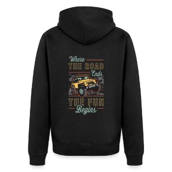 Off-Road Racing Where The Road Ends The Motocross - Unisex Premium Bio Zip Hoodie - Schwarz - Hinten - Nico (187cm)