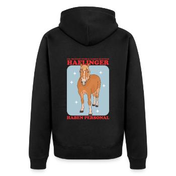 Haflinger Pferde | Haffi Pferdebesitzer Geschenk - Unisex Premium Bio Zip Hoodie - Schwarz - Hinten - Nico (187cm)