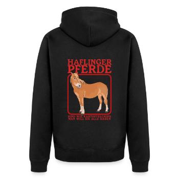 Haflinger Pferd | Haffi Pferdebesitzer Geschenk - Unisex Premium Bio Zip Hoodie - Schwarz - Hinten - Nico (187cm)