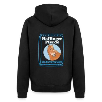 Haflinger Pferd Pferdebesitzer Haffi Geschenk - Unisex Premium Bio Zip Hoodie - Schwarz - Hinten - Nico (187cm)