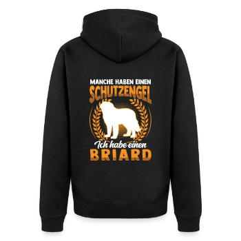 Briard ist mein Schutzengel Berger de Brie - Unisex Premium Bio Zip Hoodie - Schwarz - Hinten - Nico (187cm)