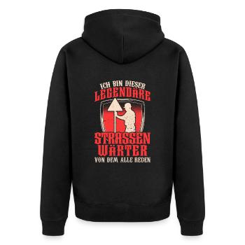 Legendärer Straßenwärter Straßenbauer - Unisex Premium Bio Zip Hoodie - Schwarz - Hinten - Nico (187cm)