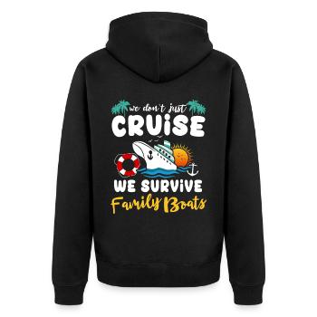Kreuzfahrt - Unisex Premium Bio Zip Hoodie - Schwarz - Hinten - Nico (187cm)