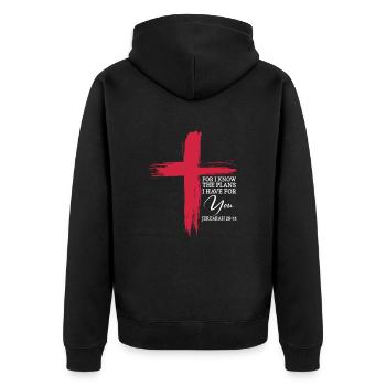 Bibel Bibelvers Christliche Sprüche Jesus Geschenk - Unisex Premium Bio Zip Hoodie - Schwarz - Hinten - Nico (187cm)