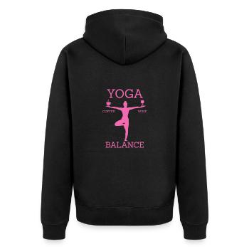 Kaffee Yoga Koffein Espresso Barista Geschenk - Unisex Premium Bio Zip Hoodie - Schwarz - Hinten - Nico (187cm)