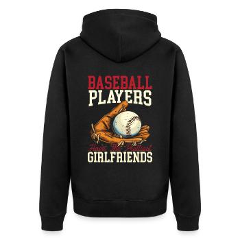Baseball-Freundin Sportliebhaber Baseball-Fan - Unisex Premium Bio Zip Hoodie - Schwarz - Hinten - Nico (187cm)