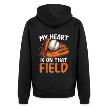 Baseball-Freundin Sportliebhaber Baseball-Fan - Unisex Premium Bio Zip Hoodie - Schwarz - Hinten - Nico (187cm)