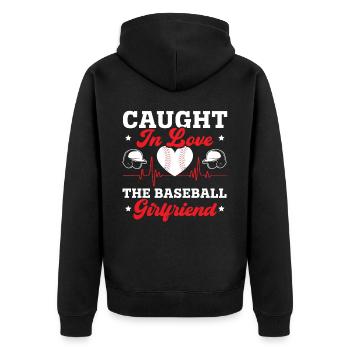 Baseball-Freundin Sportliebhaber Baseball-Fan - Unisex Premium Bio Zip Hoodie - Schwarz - Hinten - Nico (187cm)