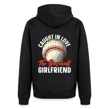Baseball-Freundin Sportliebhaber Baseball-Fan - Unisex Premium Bio Zip Hoodie - Schwarz - Hinten - Nico (187cm)