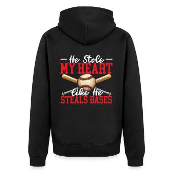 Baseball-Freundin Sportliebhaber Baseball-Fan - Unisex Premium Bio Zip Hoodie - Schwarz - Hinten - Nico (187cm)