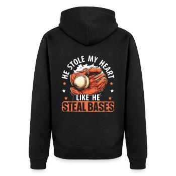 Baseball-Freundin Sportliebhaber Baseball-Fan - Unisex Premium Bio Zip Hoodie - Schwarz - Hinten - Nico (187cm)