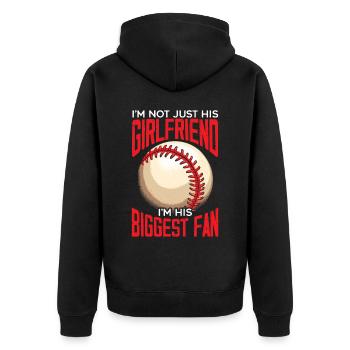 Baseball-Freundin Sportliebhaber Baseball-Fan - Unisex Premium Bio Zip Hoodie - Schwarz - Hinten - Nico (187cm)