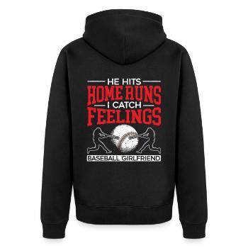 Baseball-Freundin Sportliebhaber Baseball-Fan - Unisex Premium Bio Zip Hoodie - Schwarz - Hinten - Nico (187cm)
