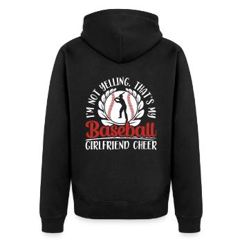 Baseball-Freundin Sportliebhaber Baseball-Fan - Unisex Premium Bio Zip Hoodie - Schwarz - Hinten - Nico (187cm)