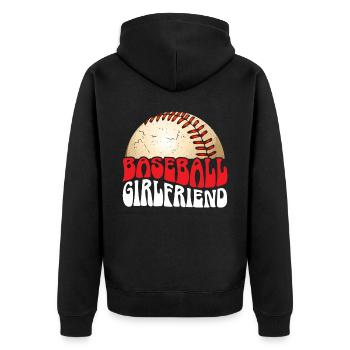 Baseball-Freundin Sportliebhaber Baseball-Fan - Unisex Premium Bio Zip Hoodie - Schwarz - Hinten - Nico (187cm)