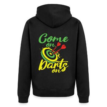 Darts Sport Verein, Dartscheibe, Pfeil Sport Dart - Unisex Premium Bio Zip Hoodie - Schwarz - Hinten - Nico (187cm)