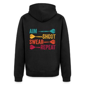 Darts Sport Verein, Dartscheibe, Pfeil Sport Dart - Unisex Premium Bio Zip Hoodie - Schwarz - Hinten - Nico (187cm)