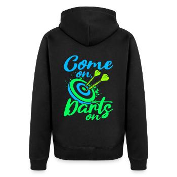 Darts Sport Verein, Dartscheibe, Pfeil Sport Dart - Unisex Premium Bio Zip Hoodie - Schwarz - Hinten - Nico (187cm)