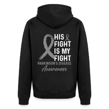 Parkinson's Awareness Month - Unisex Premium Organic Zip Hoodie - black - Back - Nico (187cm)