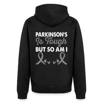 Parkinson's disease is harsh month of the - Unisex Premium Organic Zip Hoodie - black - Back - Nico (187cm)