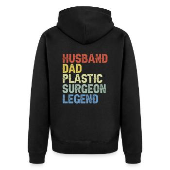 Husband, Father, Plastic Surgeon, Surgeon - Unisex Premium Organic Zip Hoodie - black - Back - Nico (187cm)