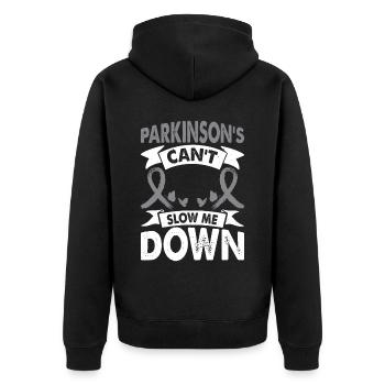 Parkinson's disease can't stop me. - Unisex Premium Organic Zip Hoodie - black - Back - Nico (187cm)