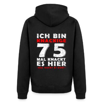 75 Jahre Geschenk 75 Geburtstag Birthday - Unisex Premium Bio Zip Hoodie - Schwarz - Hinten - Nico (187cm)