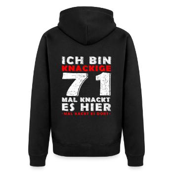 71 Jahre 71 Jährige 71 Jähriges - Unisex Premium Bio Zip Hoodie - Schwarz - Hinten - Nico (187cm)
