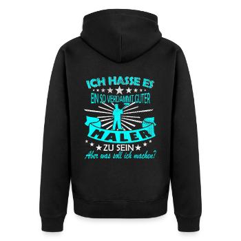 Maler Spruch - Unisex Premium Bio Zip Hoodie - Schwarz - Hinten - Nico (187cm)