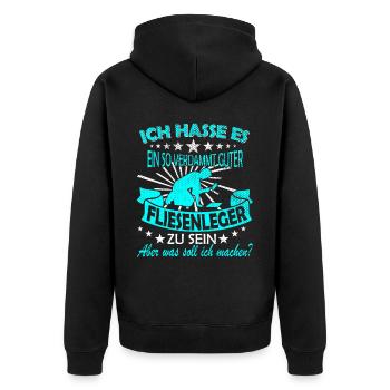 Fliesenleger Sprüche Spruch - Unisex Premium Bio Zip Hoodie - Schwarz - Hinten - Nico (187cm)