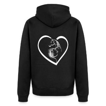 Cavalier d’équitation Cœur de chevaux - Veste à capuche bio Premium Unisexe - noir - Dos - Nico (187cm)