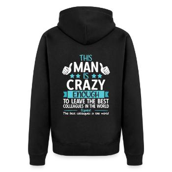 Abschiedsgeschenk Abschied Kollege Jobwechsel - Unisex Premium Bio Zip Hoodie - Schwarz - Hinten - Nico (187cm)