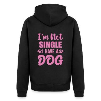 Im Not Single I Have A Dog - Unisex Premium Bio Zip Hoodie - Schwarz - Hinten - Nico (187cm)