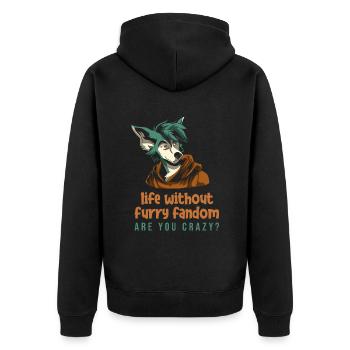 Furry Fandom Fursuits Niedlich - Unisex Premium Bio Zip Hoodie - Schwarz - Hinten - Nico (187cm)