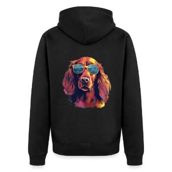 Irish Red Setter Hund Hunderasse - Unisex Premium Bio Zip Hoodie - Schwarz - Hinten - Nico (187cm)