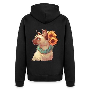 Cute Balinese Sunflower Cat Breed Pet Kitten - Unisex Premium Organic Zip Hoodie - black - Back - Nico (187cm)