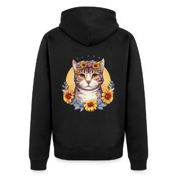 Cute American Wirehair Sunflower Cat Breed Pet Kit - Unisex Premium Organic Zip Hoodie - black - Back - Nico (187cm)